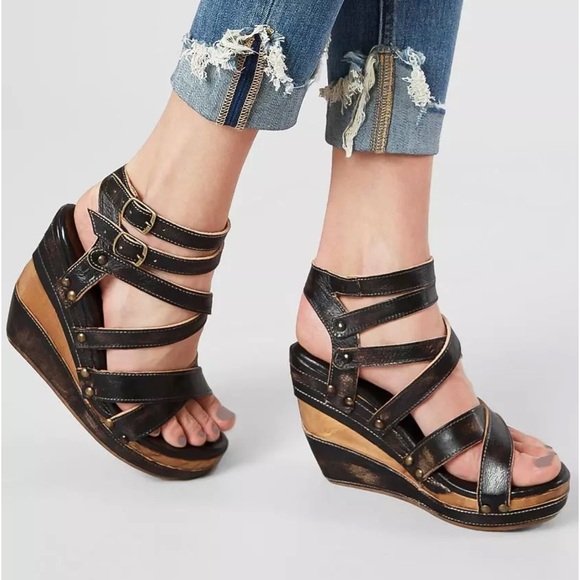 BED|STU Juliana Black Wedge - Picture 1 of 14